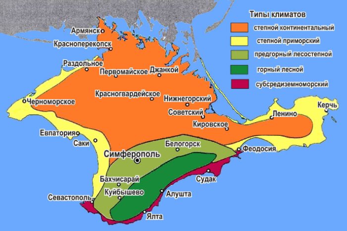 Типы климата Крыма